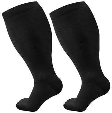 Wielbert™ Strümpfe Für schmerzfreie Beine und FüBe, Waden Kompressionsstrümpfe Damen Thrombosestrümpfe Flug Übergröße Stützstrümpfe (4XL-1Paare,Schwarz)