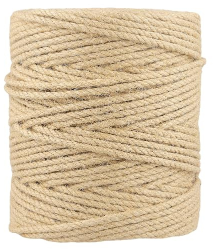 SYUTBOU Cuerda de Yute Natural 150m x 5mm, Cuerda de Cáñamo para Manualidades, Jardinería, Decoración, Agrupación y Bricolaje