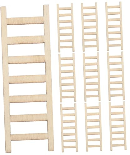 Angoily 10pcs Miniature Wooden Ladder for Dollhouse DIY Accessories Realistic Scale Staircase Model for Mini Furniture and Scene Photography