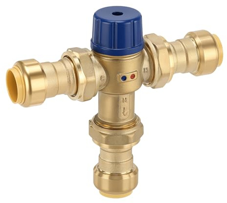 Solimeta Thermostatic Mixing Valve 3/4 Inch Push-fit Mixing Valve, Temperature Control, Brass
