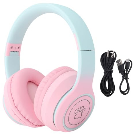 Pssopp Bluetooth Gaming Headset, ANC Active Noise Cancelling 3.5mm Wired with Noise Reduction Microphone for Games Office (Pink)