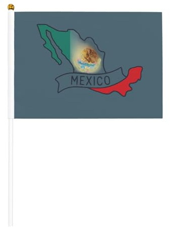 Drapeau à main polyvalent avec contours de carte du Mexique - Pour fêtes, défilés, décorations de vacances
