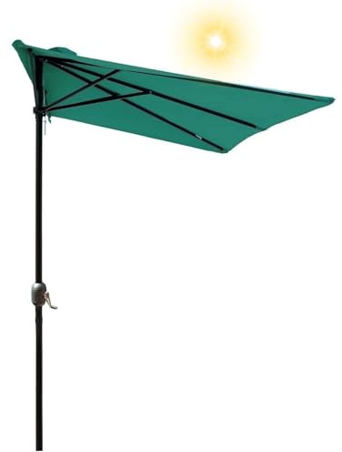 Ombrellone da 2,5 m, con manovella, impermeabile, per giardino e terrazza, design rettangolare, include panno di ricambio e copertura, 5 bracci, senza base necessaria