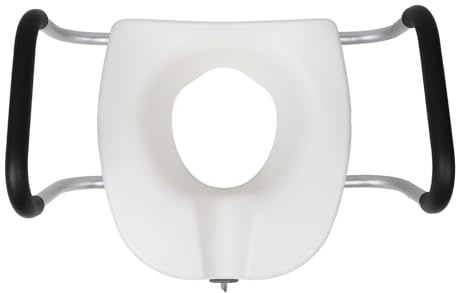 Spacnana Rialzo per Sedile WC con Carico di 136 Kg, Bracci Regolabili in Alluminio con Morbide Maniglie Imbottite, Sedile WC Rialzato per Carichi Pesanti per Anziani e Disabili