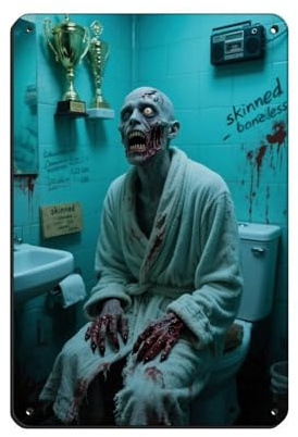Targa in metallo vintage con scritta Terrifying Biological Toilette, decorazione artistica da parete per pub, club, bar, casa, 20 x 30 cm