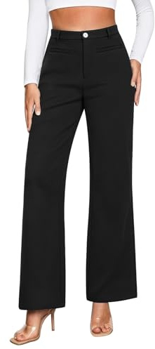 Generisch Pantalones de tela para mujer con pierna ancha y cintura alta, elegantes pantalones palazzo con pliegue en tonos tierra, versátiles pantalones de ocio para oficina y moda cotidiana