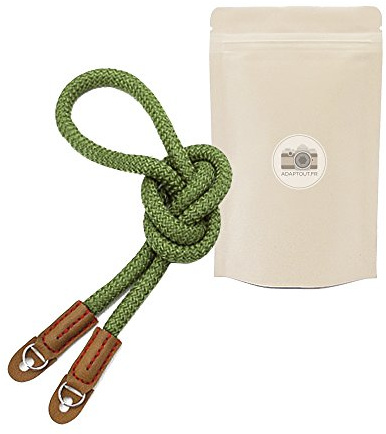 CTNV Cinturino da polso per fotocamera in cotone verde vintage - cinghia per macchina fotografica DSLR compatibile con tutte le marche Canon Leica Pentax Pana - Adaptout marca francese