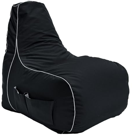Game Over Chaise Pouf de Jeux Vidéos | Salle de Séjour Intérieure Fauteuil Gamer | Poches Latérales pour Les Manettes | Support de Casque | Conception Ergonomique (Kosmischer Rauch)