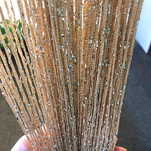 Vagasi 2 Stücke Türvorhang Hochzeit Fadengardine Fadenvorhang 100 x 200 cm Bead Fadenvorhang einfarbig Perle Glitzer schön für Schlafzimmer Restaurant Fotografie Hintergrund, Champagne