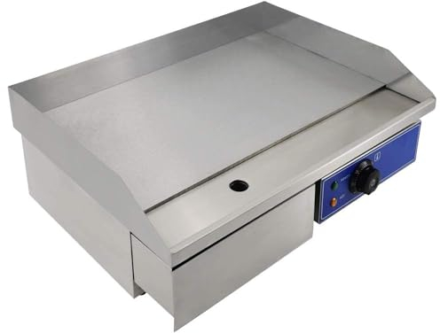 TAIMIKO Electric Griddle Commercial Counter Top Grill Stainless Steel Kitchen Grill Flat Hotplate Fried Pans BBQ Burger Bacon Egg Fryer Barbeque,3000W, UK Plug (Full Flat)