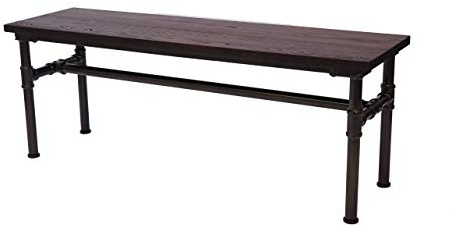 Mendler Sitzbank HWC-H10b 120x35cm MVG-Zertifiziert Holz Ulme schwarz-braun | Esszimmerbank, Bank, Hocker