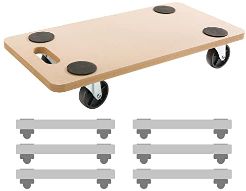 Arebos Rollbrett | 6 Stück | bis zu 200 kg Traglast | inkl. Gummipads | Transportroller Möbelroller Transporthilfe für Umzug Möbel-Transport