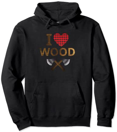 I Love Wood Ax Chopping Block Retro Firewood Pullover Hoodie