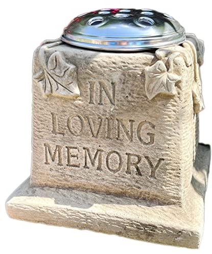 Stone Memorial Grave Vase In Loving Memory Antique Grey Flower Pot Ornament Gift