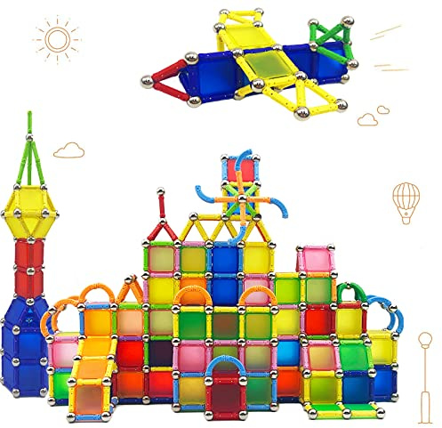 morkka 232 stycken pussel magnetiska byggstenar leksak magnet, byggsats, Montessori, utbildning, leksak för barn, lek, stapla, spel med magnetiska tegel och pinnar