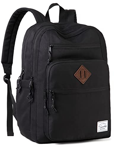VASCHY Men's Backpack, Large Capacity Lightweight Backpack for Women, 15.6 Inches, School Bag, Boys, Girls, Teenagers for School, High School, College, Travel, Work, Black, One Size, Daypack Backpacks
