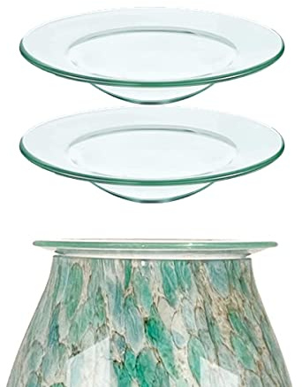 LUVFAY 2Pcs Replacement Oil Heating Glass Dish, Wax Warmer Replacement Dish, Replacement Glass Dishfor Electric Oil Aromatherapy Burner/Warmer, Candle Wamer Bowl Plate Tray (4.72Inch/120mm)