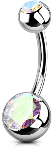 OUFER Body Piercing Titan Bauchnabelpiercing 10/12/14/16mm Internally Nabelpiercing 14G Navel Piercing Nabel Bars Belly Bars Ring Piercing Jewellery