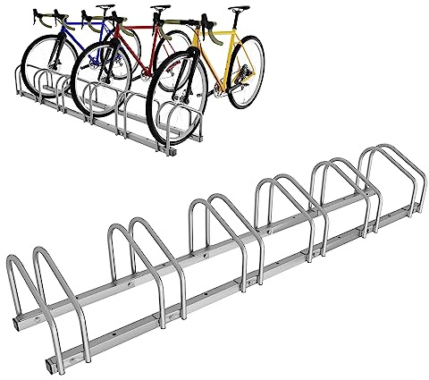 Jopassy Fahrradständer,Fahrradständer Bodenparker für 6 Fahrräder von 35-55 mm Stellplatz,Fahrrad Wandhalterung, Boden- oder Wandmontage,verzinktem Stahl -Silber