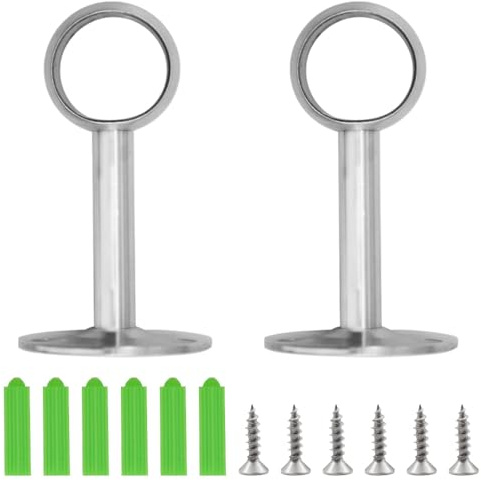 CEEYSEE 2 Stück Edelstahl Rundrohr Halterung 25mm Gardinenstangen Halterung mit Schrauben Stangen Flansch Set Kleiderstange Stangenhalterung für Hängende Vorhänge, Kleider, Handtuchstange (25mm/FLZ)