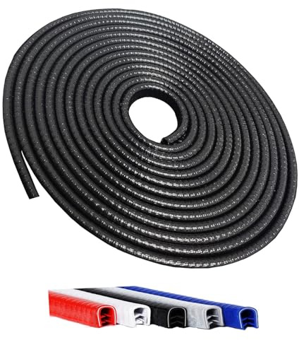 Winfort 33FT(10M) Universal Car Door Edge Protector Guards, No-Glue Required Rubber Seal U Shape Automotive Door Entry Guard, Suitable for Most Cars, SUVs and Trucks (Black) | Car door edge protector with U-shaped steel clips for most cars, SUVs and trucks; helps guard paint from chips and scratches