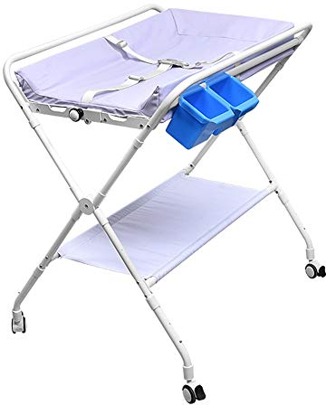 MMRTDJDR Tragbare 2-in-1-Wickelstation mit klappbarem Wiegebett und abschließbaren Rädern, Kommode für Säuglinge mit Badewanne, Windeltisch (Style3)
