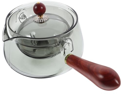 COLLBATH Chinese Rotating Teapot 360° Heat-Resistant Glass Tea Kettle with Wood Handle 500ml Loose Tea Brewing Suitable for Home and Office