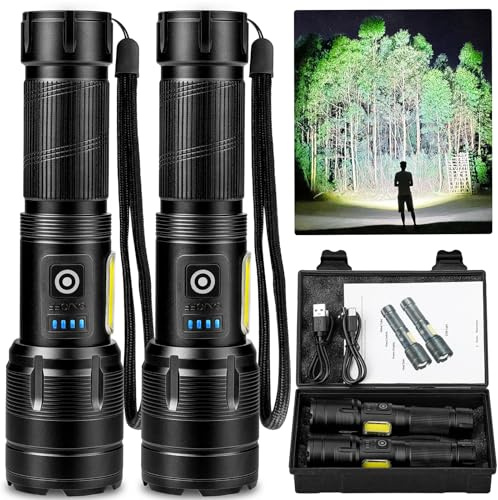 GDPLUS Rechargeable Flashlight 990000 High Lumens, Super Bright LED Flashlight with 7 Modes, IPX7 Waterproof, Long Range, 8-12 Hour Runtime, 3 Hours Fast Charge, Black