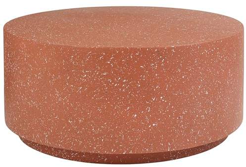 Beliani Outdoor Beistelltisch Beton und Glasfaser rot Terrazzo Optik rund ⌀ 90 cm Trezzo