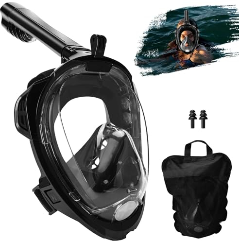Kasanni Maschera Snorkeling Adulto 180 ° Maschera Subacquea Maschera Snorkeling Integrale Snorkeling Mask Antiappannamento Hd, Compatibile Con Action Cam, Adatto Per Adolescenti e Adulti (L/XL)