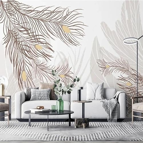 TANYANG Papier Peint Photo Personnalisé Vintage Marron Doux Plumage Peintures Murales Salon Tv Canapé Chambre Étude Fond Décor À La Maison Papier Peint 3 D Fresque 350Cm(W)×245Cm(H)