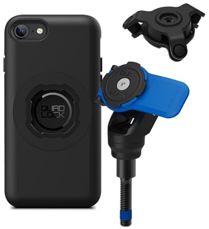 Quad Lock Motorcycle Handlebar Clamp Bolt Phone Mount Kit with Vibration Dampener and iPhone SE (3rd / 2nd Gen) & 8/7 MAG Case