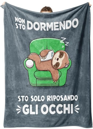 Niyewsor Regali di Natale per Lui, Regalos per Uomo Coperta, Festa del Papà Compleanno Regali per Lui, Nonno, Papà, Marito, Zio, Fidanzato, Bradipo Flanella Coperta 130 x 150cm