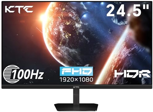 KTC - Monitor de computadora IPS FHD de 24.5 pulgadas 100 Hz, monitor para juegos de PC 1080P, sincronización adaptativa, luz azul baja, HDR, montaje VESA con HDMI VGA para oficina en casa, H25B7