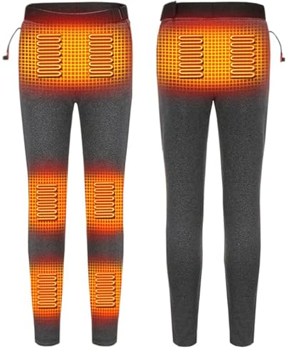 Pucklky Winter Motorcycle Protective Heated Pants Gear Electric Heating Trousers with 8 Heat Zones for Cycling and Skiing,3XL,Grey