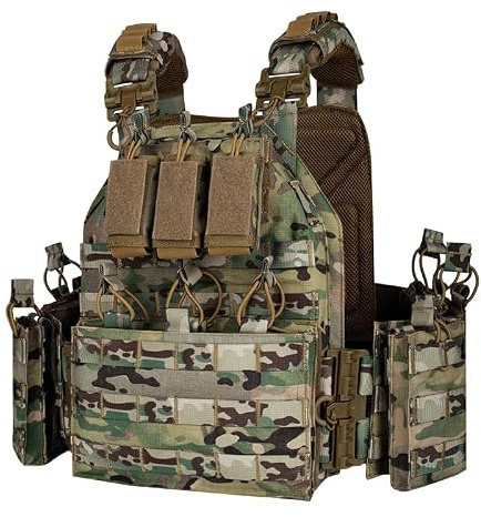 PIKEON Taktische Weste, Schnellverschluss, Airsoft-Weste für Herren, Outdoor, verstellbar, atmungsaktiv