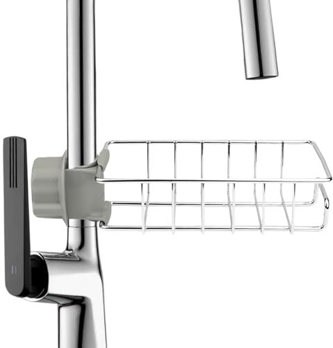 1 étagère de douche en acier inoxydable sans perçage - Étagère de douche - Support de shampoing - Porte-gel douche - Porte-savon - Porte-éponge pour robinet, porte-savon pour barre de douche de 22 mm