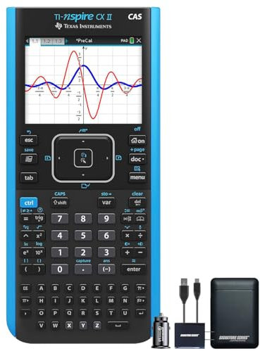 Texas Instruments TI-Nspire CX II CAS Grafikrechner, Farbbildschirm, 8 integrierte Apps, Python-Programmierung, inklusive Software, für Mathematik, Wissenschaft und Finanzen | Signature Series Power