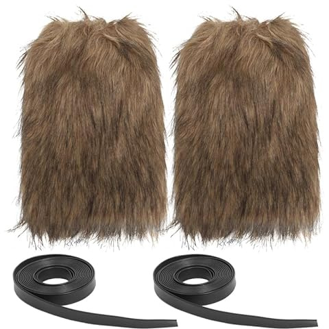KOMBIUDA 2stücke Retro Beinwärmer Aus Kunstfell Für Damen Und Herren Fuzzy Stulpen Mit Verstellbaren Bindungen Für Cosplay Und Kalte Tage Stilvolle Beinstulpen Im Wikinger-look