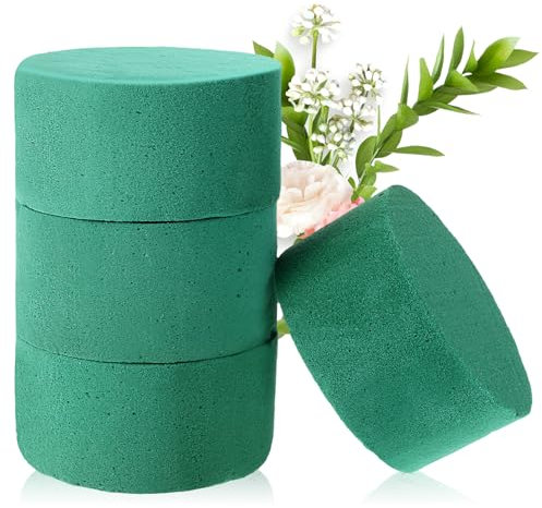 YUXIANLB 4 Stück Steckschaum, Runde Steckschwamm Blumensteckschaum für Blumen Steckmasse Blumenarrangements Steckmoos für Kunstblumen und Frischblumen (8 x 4 cm)