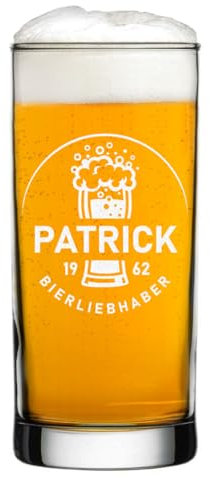polar-effekt Bicchiere da birra moderno da 485 ml con incisione personalizzata, regalo per uomini per il compleanno – senza BPA e lavabile in lavastoviglie – Vetro per Pils, Magazzini e Kölsch