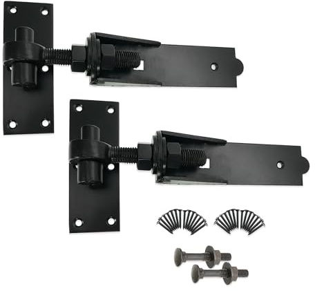 Infinity Decor Paire de charnières réglables à crochet et bande en époxy finition noire - Kit robuste - Idéal pour portail en bois, porte de garage, portail de jardin (25,4 cm)