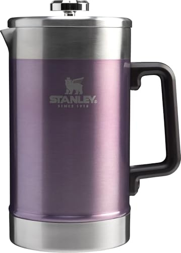 Stanley Classic Stay-Hot French Press Coffee Maker 48 oz | 5 Minute Brew, 4 Hours Hot | Mesh Filter for Coffee Grounds | Insulated Stainless Steel French Press | BPA-Free | Wisteria Shine