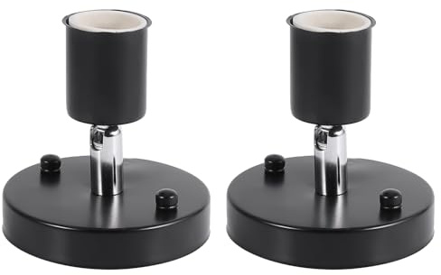 Douille D'ampoule, E27, Rotation à 180 Degrés, Lampe de Plafond Réglable Moderne, Base de Support D'ampoule, Douille de Support D'ampoule Murale (Noir*2)