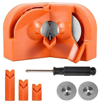 KEWAYO Affûteur de Forets Électrique Portable Orange avec 2 Meules Diamant et 3 Blocs pour Carbure Acier Trempé et Cobalt (Orange)