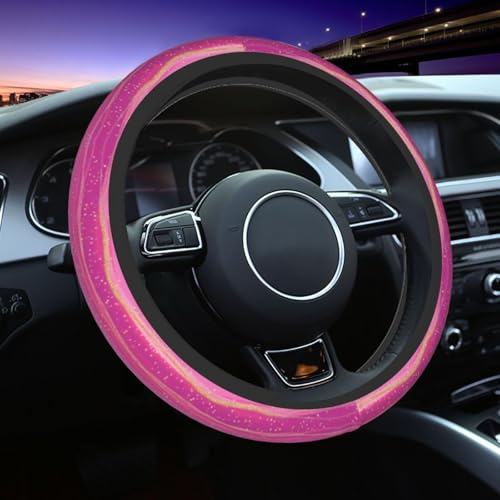 Mexpekil Lenkradhülle mit Glitzer, Rosa, Lila, universal, rutschfest, dekoratives Autozubehör, passend für die meisten Autos (38 cm), 1 Stück