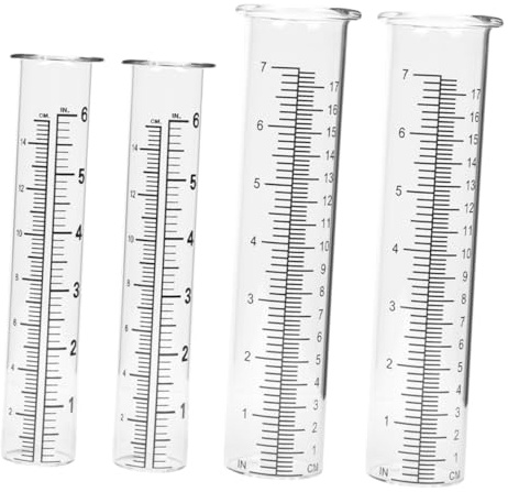 LIOOBO Lot De 4 Tubes à Essai en Verre pour Pluviomètre Domestique, 6 Et 7 Pouces, Lecture Précise des Précipitations pour Jardin Et Espaces Extérieurs, Accessoires De Mesure Résistants Et Solide