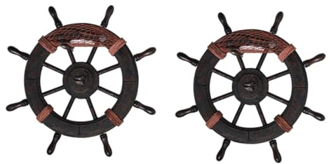 ULTECHNOVO 2 Pezzi Muro di timone retrò appendi parete Decorazione costiero casa nautico sospeso decorazioni murali uniche ornamenti retrò timone d'epoca timone in legno
