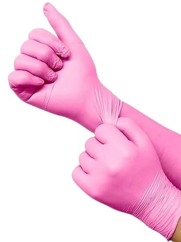 PBHOVIITG Guantes de nitrilo desechables rosas (100/50/20 unidades) for limpieza doméstica, cocina, salón belleza(50PCS Pink,S)