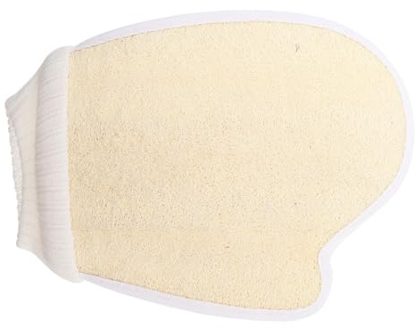 Lufa Natural Guante Exfoliante Corporal, Beige Doble Cara | Limpieza Profunda de Poros, Textura Cómoda y Espuma Abundante, Accesorio de Baño para Ducha Diaria